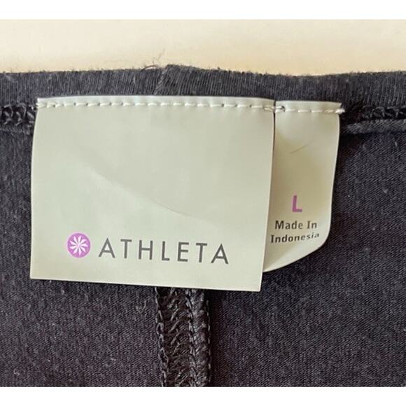 Athleta Ruched Sleeve T- Shirt Women L Black Thumb Hole Lightweight Athletic - Picture 4 of 11